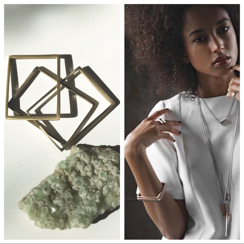 Set of 3 Bronze Rectangular Bangles / Bracelets